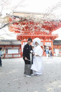 桜咲く京都・下鴨神社の結婚式